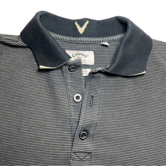 Callaway Cotton Striped Polo, Navy and White, L - Picture 6 of 9